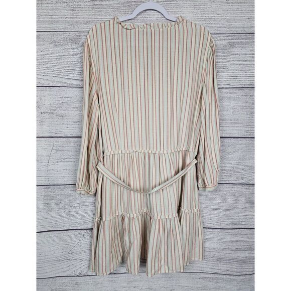 Paige Kylenn Stripe 3/4 Sleeve Dress in Blue Grey Multi Size X-Large - Picture 6 of 10